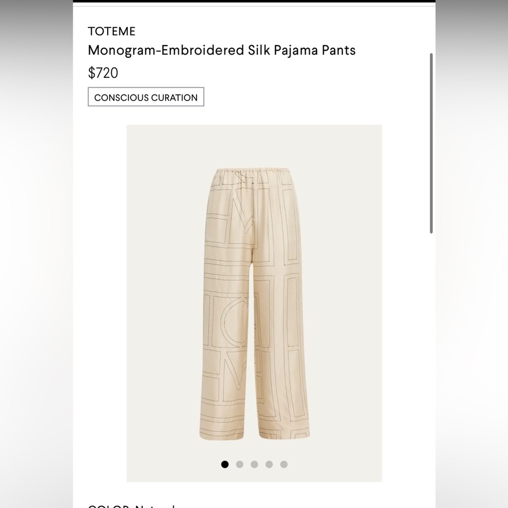 Toteme Ivory Monogram Pajama Trouser